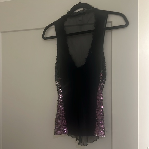 Citrine black and purple sequin silk top - Picture 7 of 7